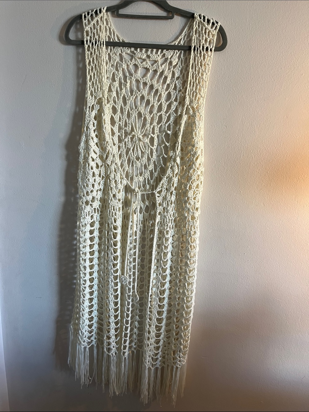 Crochet Fringe Long Vest